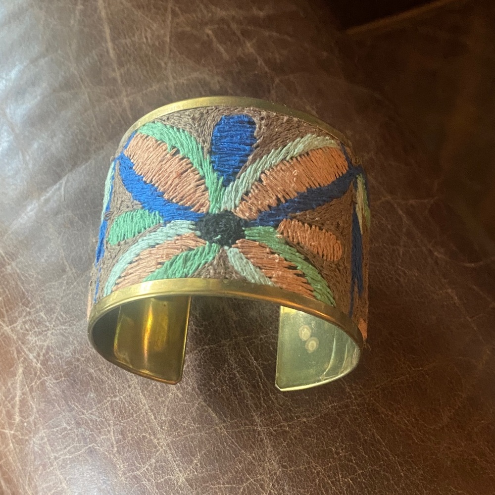 Noonday Collection Multicolor Embroidered Cuff Bracelet